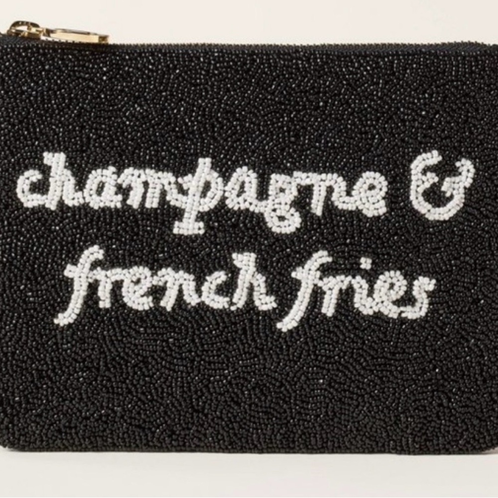 Kate Spade X Target - Black Beaded Zip Pouch Champagne & French Fries